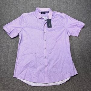 NWT Zachary Prell Shirt Ehlinger Mens Large Purple Button Up Short Sleeve Dress